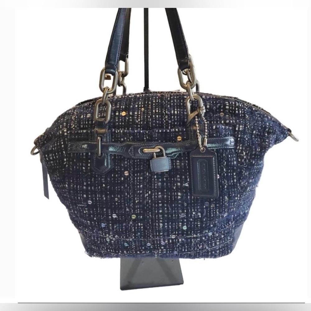 RARE COACH CHELSEA BOUCLE EMERSON TWEED & WOOL BLEND BAG 
w/LEATHER STRAPS